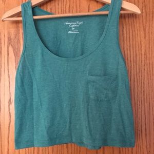 Teal Cropped Pocket Tank